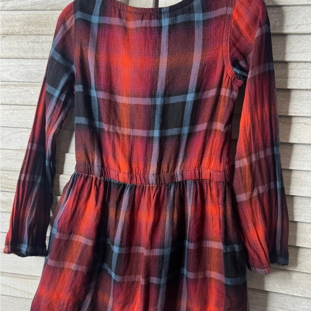 Joe Fresh Girls Plaid Shirt Dress 4T Red Black Buffalo Check Fall Dress